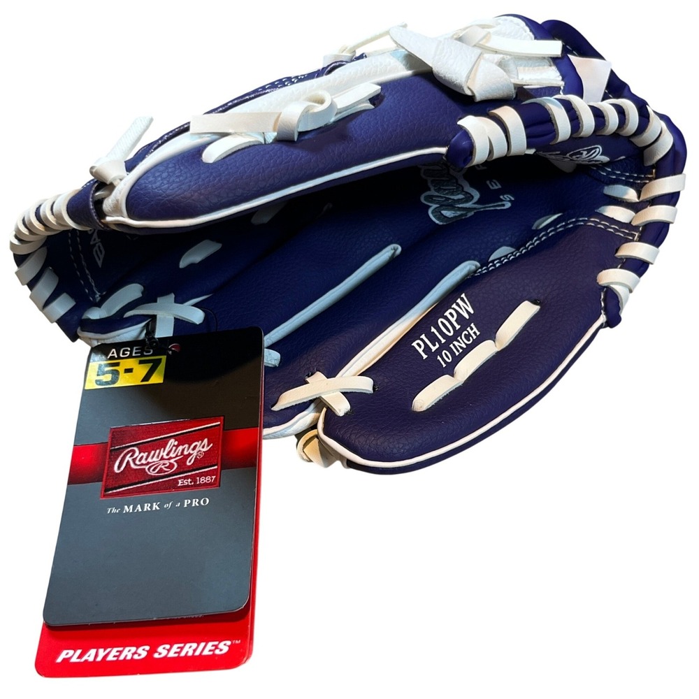 Rawlings Players Seriesโ 10 Inch Youth Baseball Glove Blue White PL10PW Ages 5-7